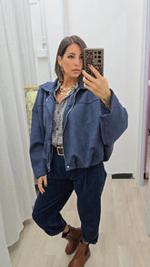 Giubbino Scamosciato Blu